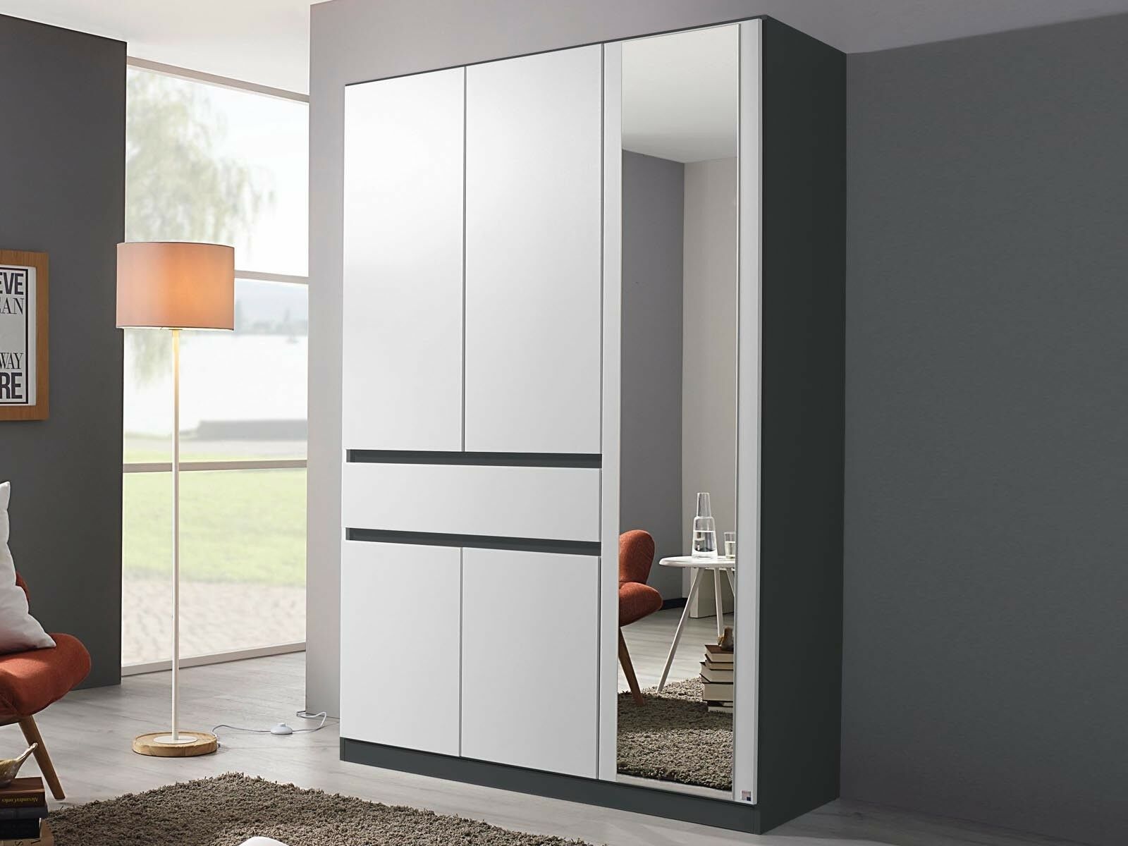 Mobistoxx Armoire TUBIZE 5 portes et 1 tiroirs blanc/gris métallique