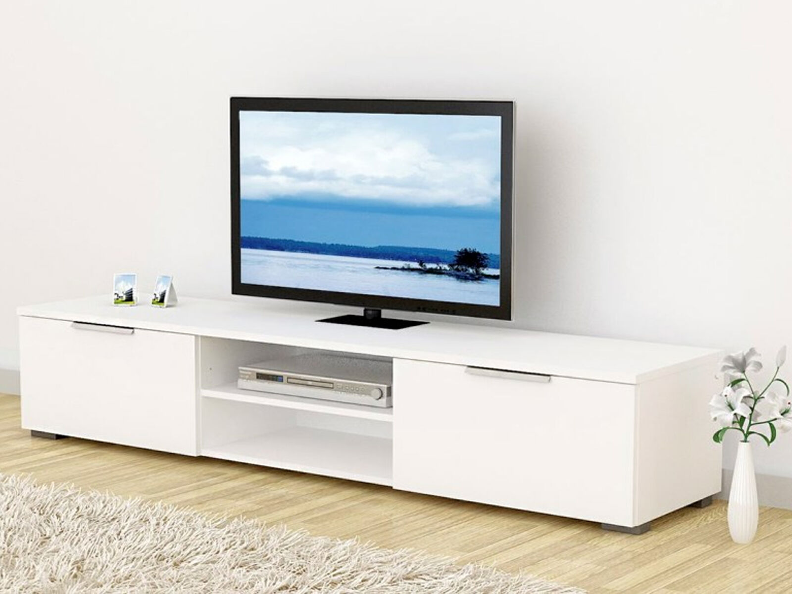 Mobistoxx Meuble tv-hifi MATRIX 2 tiroirs blanc brillant