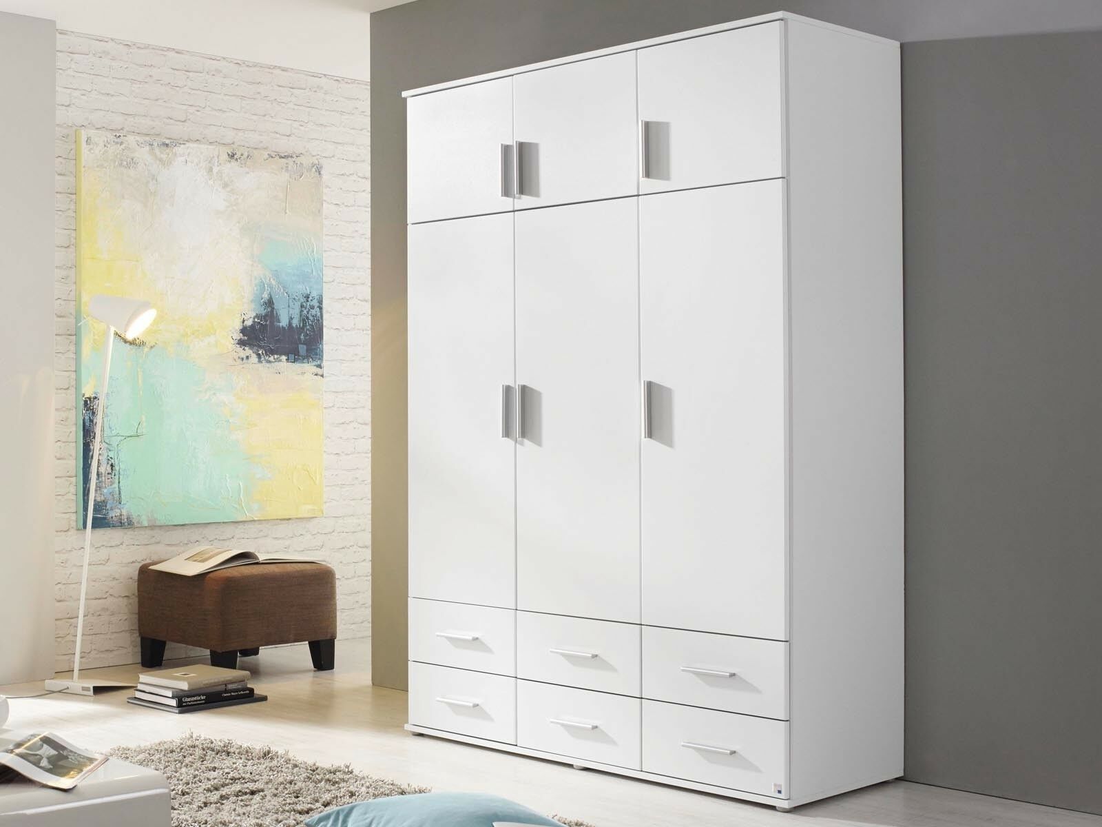 Mobistoxx Armoire KEMMEL 6 portes et 6 tiroirs blanc sans miroir