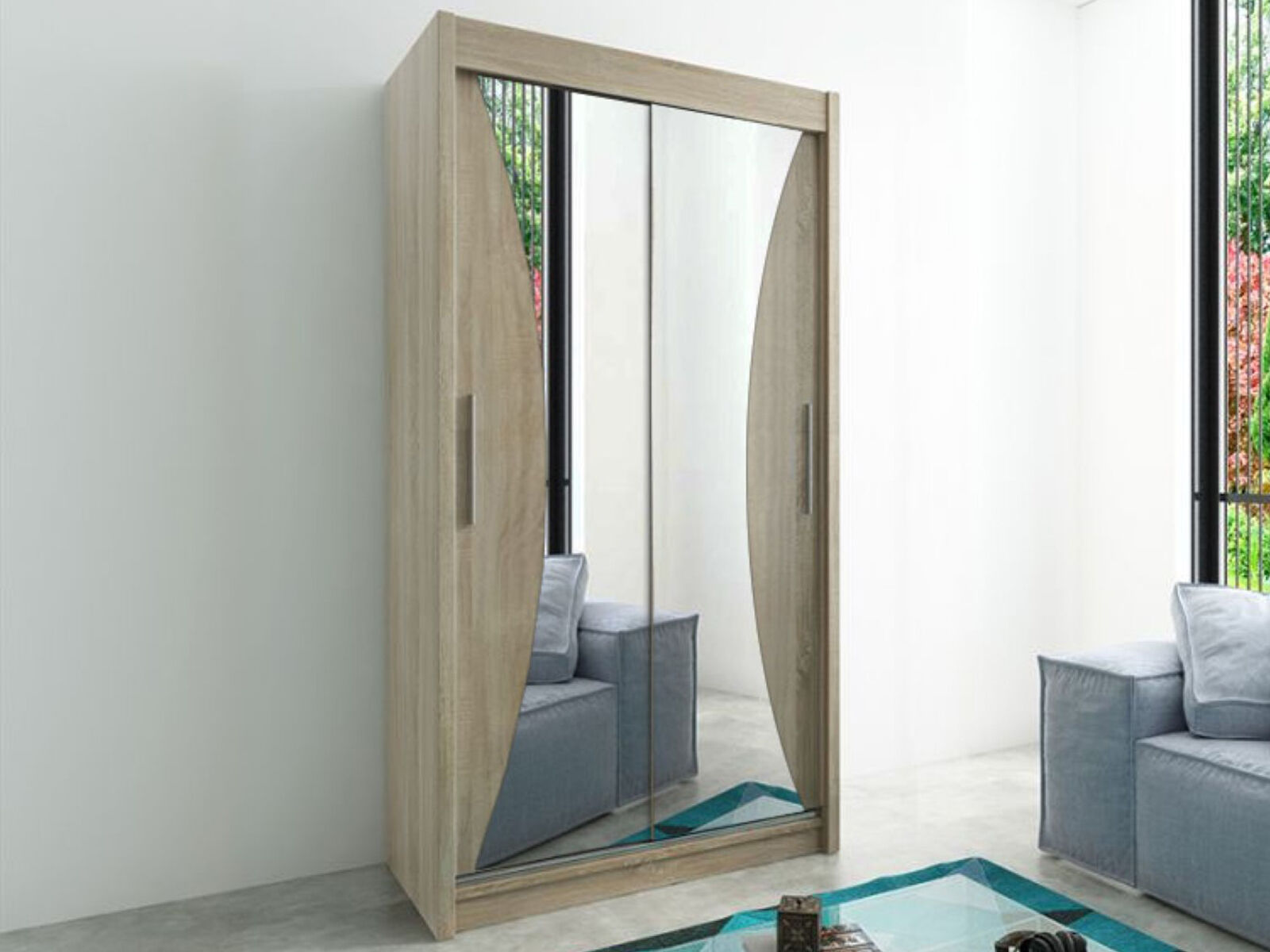 Mobistoxx Armoire MONACORNE 2 portes coulissantes 100 cm sonoma