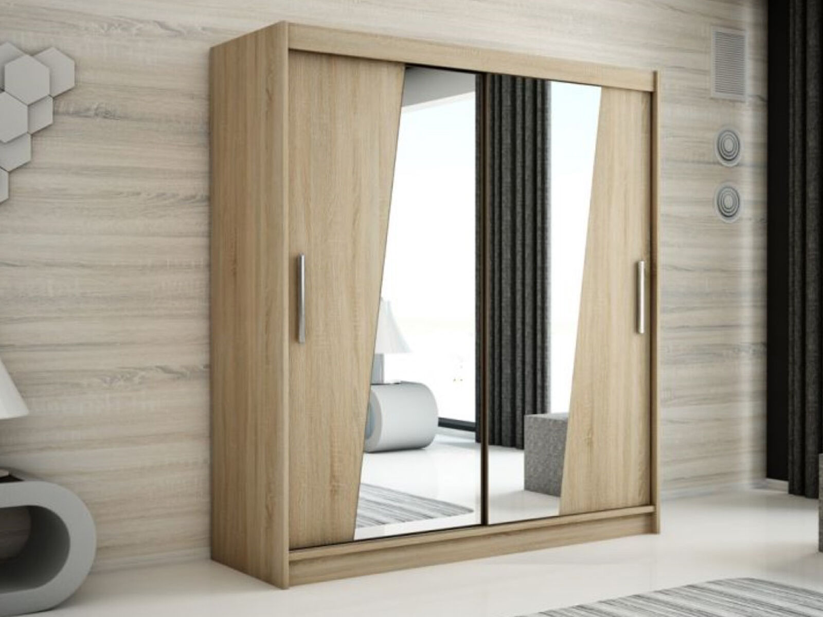 Mobistoxx Armoire RHOMBO 2 portes coulissantes 180 cm sonoma