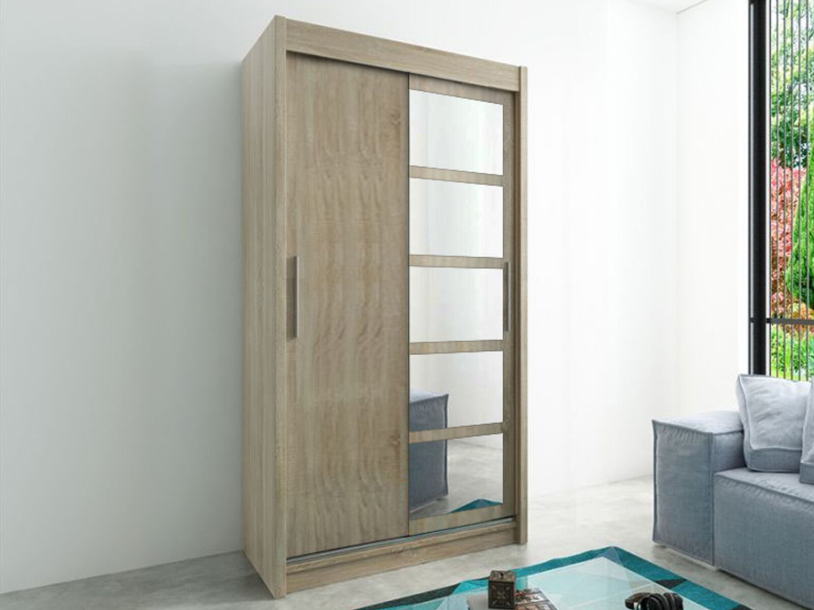 Mobistoxx Armoire ROMANE 2 portes coulissantes 120 cm sonoma