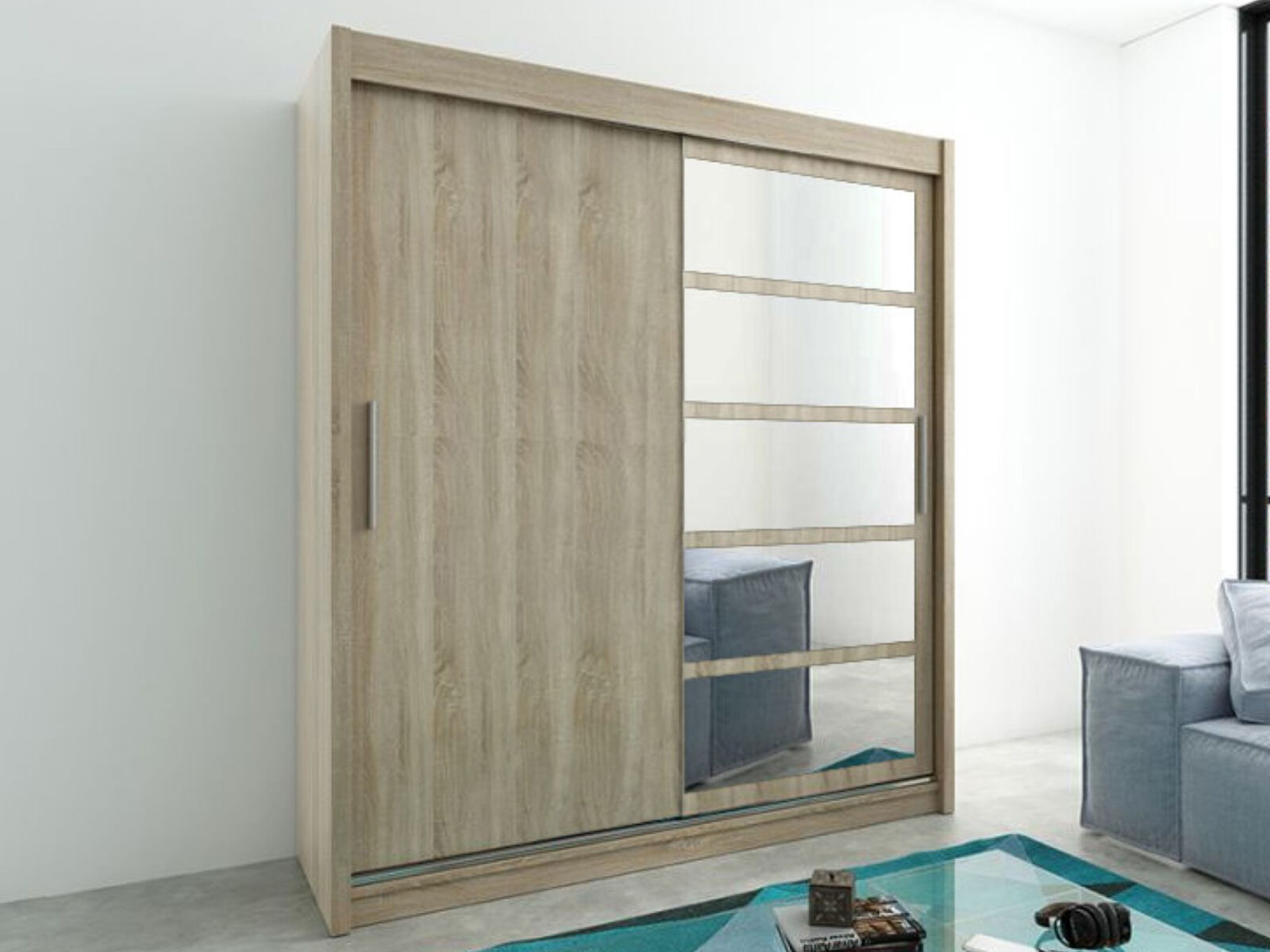 Mobistoxx Armoire ROMANE 2 portes coulissantes 200 cm sonoma