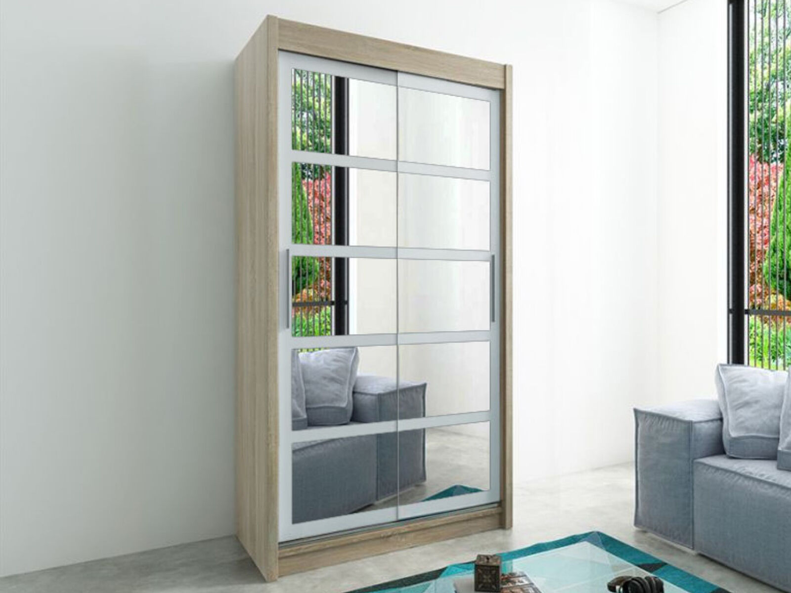 Mobistoxx Armoire ROMELU 2 portes coulissantes 120 cm sonoma/blanc