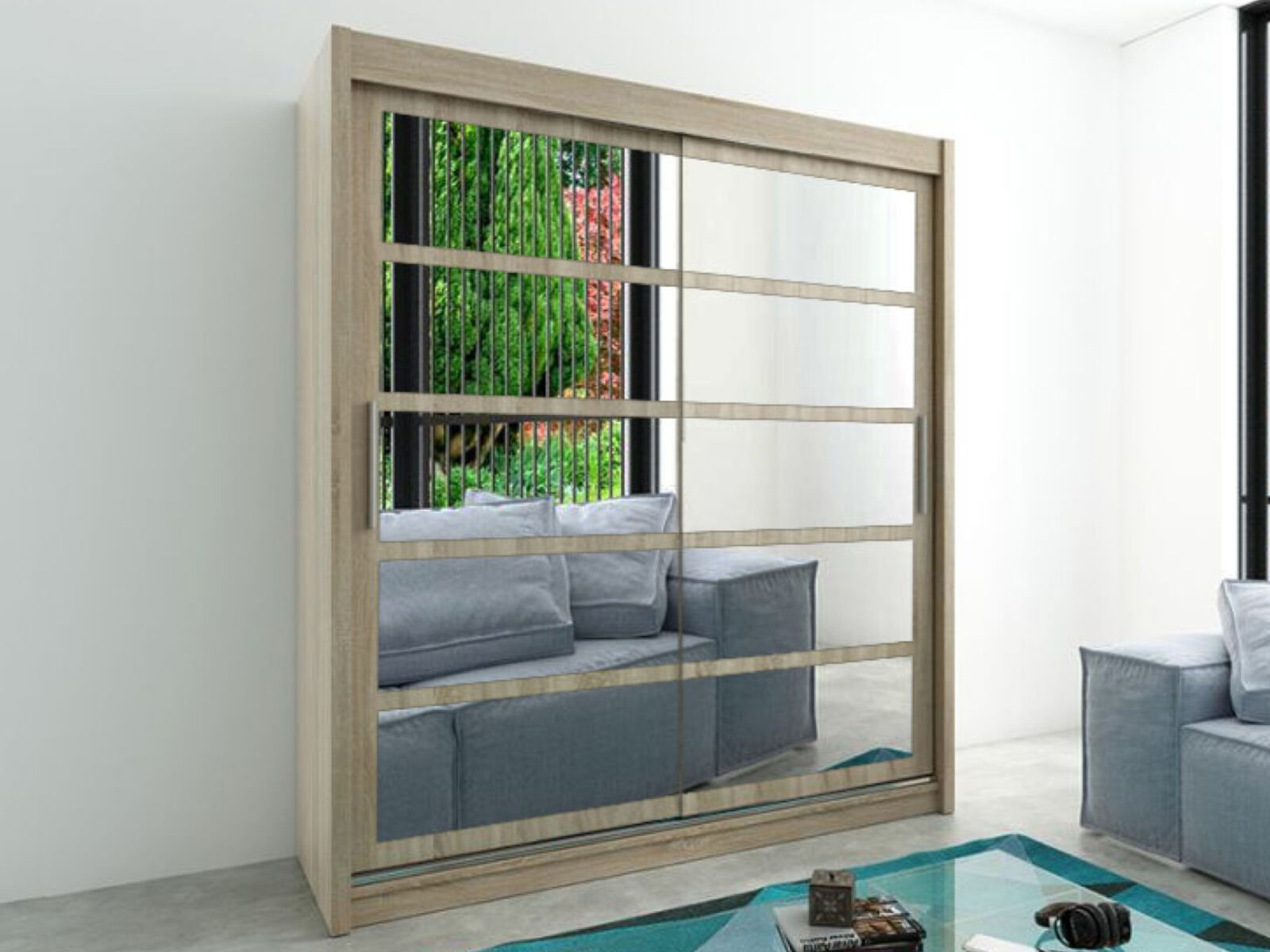 Mobistoxx Armoire ROMELU 2 portes coulissantes 200 cm sonoma