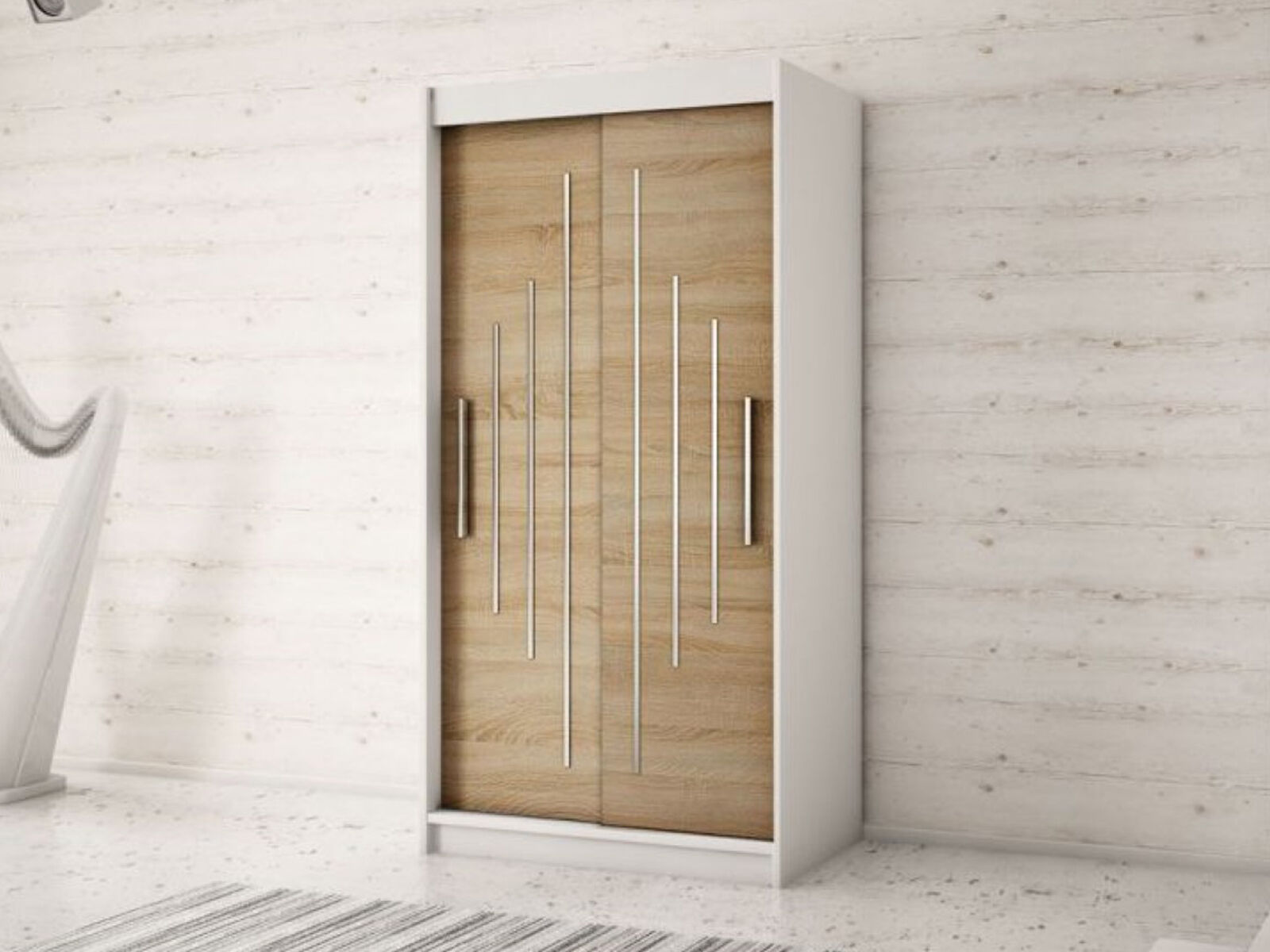 Mobistoxx Armoire YORKNEW 2 portes coulissantes 120 cm blanc/sonoma