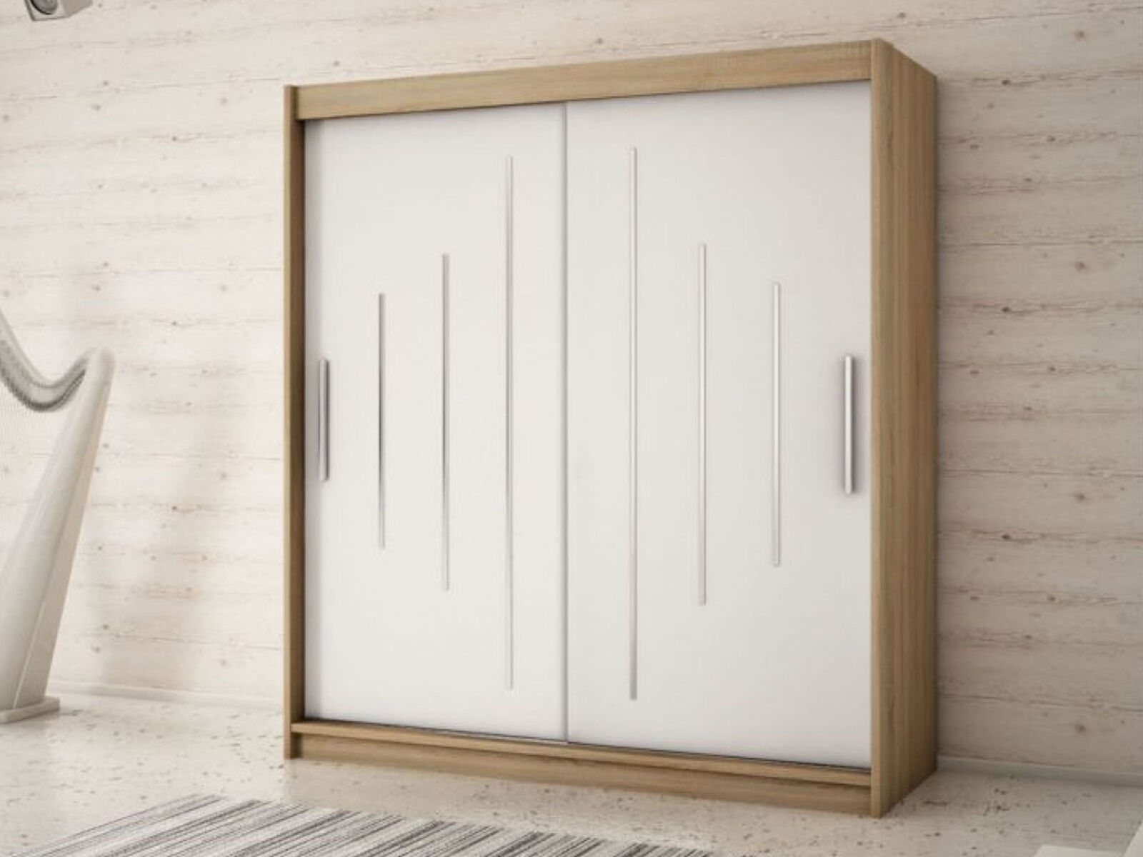 Mobistoxx Armoire YORKNEW 2 portes coulissantes 180 cm sonoma/blanc