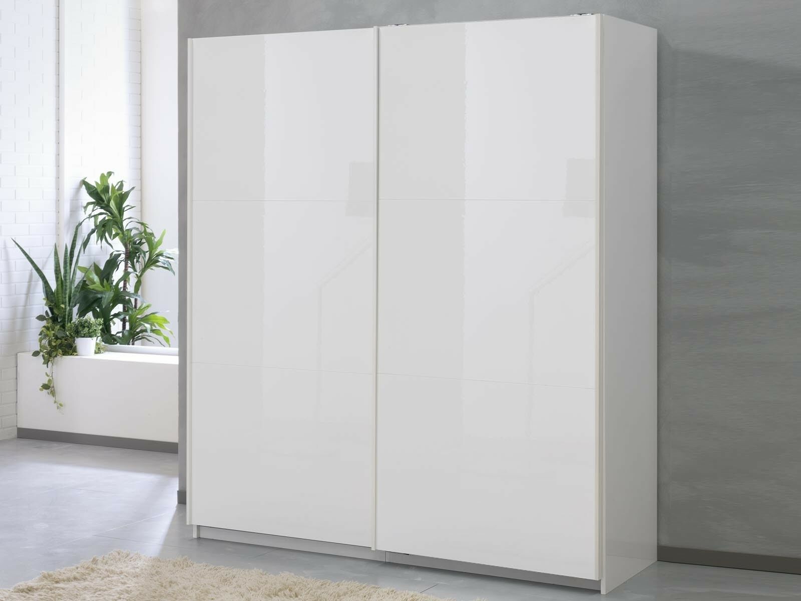 Mobistoxx Armoire SALSA blanc laqué 2 portes coulissantes 180 cm portes blanc laqué