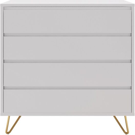 Mëja Commode 4 tiroirs laquée blanc mat et pieds métal doré 90x40xH90cm CÔME - Mëja