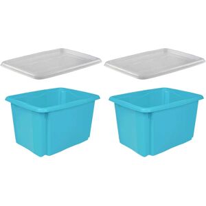 keeeper Stapelbox »emil«, (Set, 2 St.), 30 L, mit Deckel, hochwertiger... blau