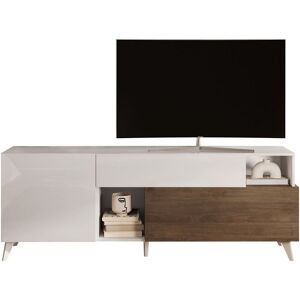 INOSIGN Lowboard »Monaco Breite 181 cm, TV-Board mit 1 Tür, 1 Klappe u. 1... Weiss Hochglanz Lack/Mercure NB Holzstruktur Größe