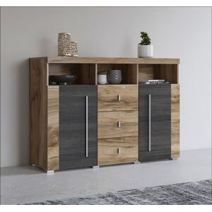 Helvetia Sideboard »Roger«, Breite 132 cm satin nussbaumfarben/darkwood Größe