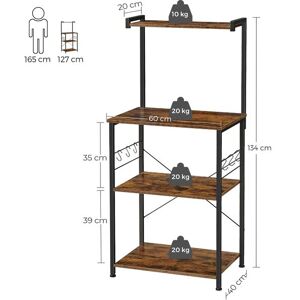 VASAGLE Küchenregal Braun, Schwarz Größe