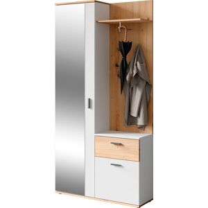 byLIVING Kompaktgarderobe »Jakob«, mit grossem Spiegel und Ablage, Breite 97 cm Artisan Eiche/weiss Größe