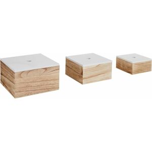 Zeller Present Aufbewahrungsbox, 3er Set, Holz, weiss/natur weiss Größe