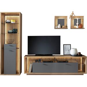 MCA furniture Wohnwand »Lizzano«, (Set, 4 St.), im modernen Landhausstil mit... Balkeneiche- Royal Grau Melamin Nachbildung Größe
