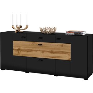 Helvetia Sideboard »Coby«, Breite 165 cm schwarz/eichefarben wotan Größe