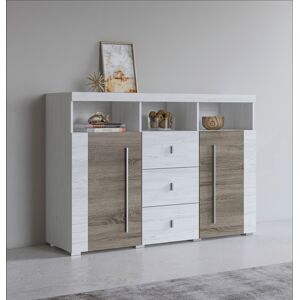 Helvetia Sideboard »Roger«, Breite 132 cm andersen pinie-sonoma trüffel/silberfarben Größe