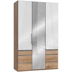 Wimex Kleiderschrank »Level by fresh to go«, mit Glas-und Spiegeltüren plankeneichefarben/Weissglas Größe