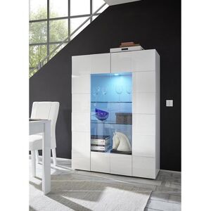 Vente-unique.ch Vitrinenschrank mit 2 Türen + LEDs - Weiß lackiert - CALISTO