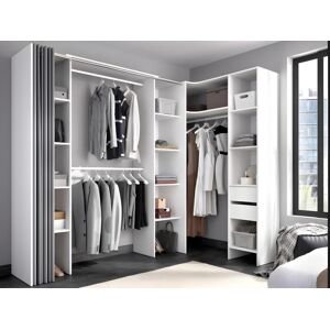 Vente-unique.ch Kleiderschrank Kleiderschranksystem - B. 164/234 cm - Weiß & Grau - DORIAN