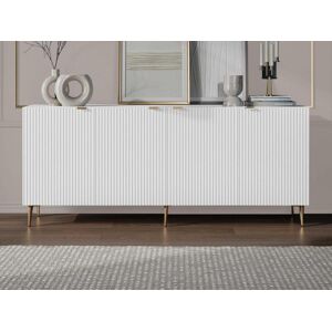 Vente-unique.ch Sideboard mit 4 Türen - MDF & Stahl - Weiß & Goldfarben - YESINIA