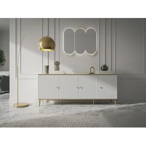 Sideboard mit 4 Türen - MDF und Stahl - Weiß und Goldfarben - SINEAD von Pascal MORABITO