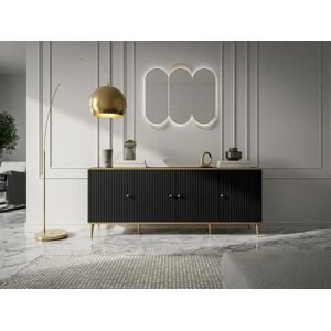 Sideboard mit 4 Türen - MDF und Stahl - Schwarz und Goldfarben - SINEAD von Pascal MORABITO