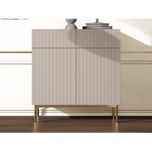 Vente-unique.ch Highboard mit 2 Türen & 2 Schubladen - MDF & Stahl - Beige & Goldfarben - EVILANA