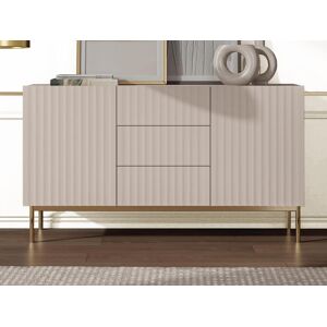 Vente-unique.ch Sideboard mit 2 Türen & 3 Schubladen - MDF & Stahl - Beige & Goldfarben - EVILANA