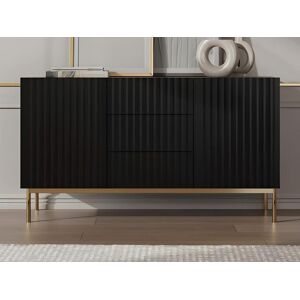 Vente-unique.ch Sideboard mit 2 Türen & 3 Schubladen - MDF & Stahl - Schwarz & Goldfarben - EVILANA