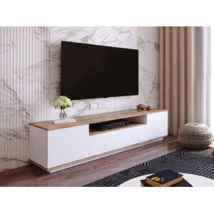 Vente-unique.ch TV-Möbel mit 3 Türen & 1 Ablagefach - Weiß & Holzfarben - LOTULA