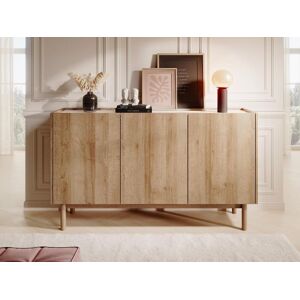 Vente-unique.ch Sideboard mit 3 Türen - Helle Holzfarben & Marmor-Optik Weiß - SITOLI