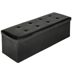 tectake Faltbare Sitztruhe aus Kunstleder mit Stauraum 110x38x38cm - schwarz