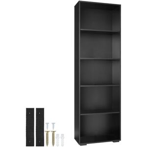 tectake Bücherregal Lexi 5 Fächer 60x30x190cm - schwarz