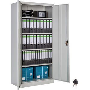 tectake Aktenschrank Blain mit 5 Böden 40x80x180cm - grau