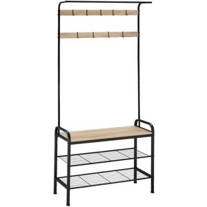 tectake Garderobe - 85,5x36x184cm, Industrial Holz hell, Eiche Sonoma