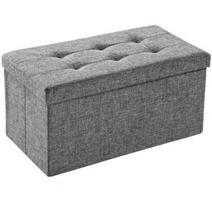 tectake Faltbarer Sitzhocker aus Polyester mit Stauraum 76x38x38cm - hellgrau