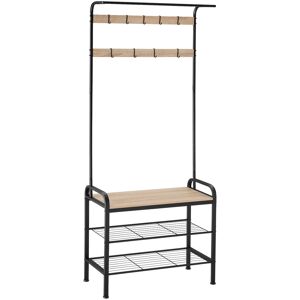 tectake Garderobe - 73,5x36x184cm, Industrial Holz hell, Eiche Sonoma