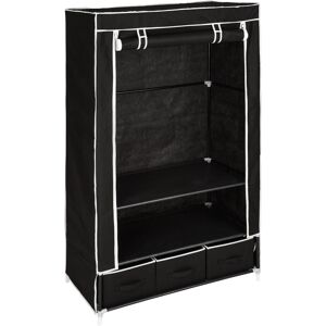 tectake Stoffschrank 3 Fächer inkl. 3 Boxen 87x159x49cm - schwarz