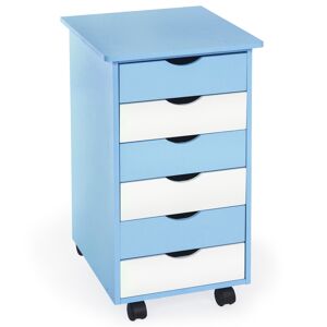 tectake Rollcontainer aus Holz 65x36x40cm - blau