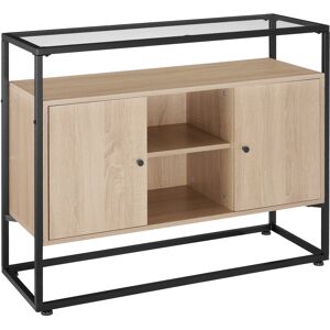 tectake Sideboard Oldham 100x38x80,5cm - Industrial Holz hell, Eiche Sonoma