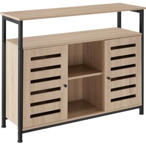 tectake Sideboard Warrington 100x37x82cm - Industrial Holz hell, Eiche Sonoma