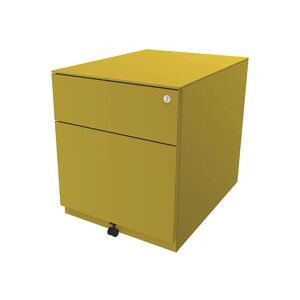 BISLEY Rollcontainer Note™, mit 1 Hängeregistratur, 1 Universalschublade, HxBxT 502 x 420 x 565 mm, mit Griffleiste und Top, gelb