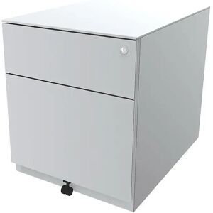 BISLEY Rollcontainer Note™, mit 1 Hängeregistratur, 1 Universalschublade, HxBxT 502 x 420 x 565 mm, mit Griffleiste und Top, verkehrsweiß