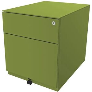 BISLEY Rollcontainer Note™, mit 1 Hängeregistratur, 1 Universalschublade, HxBxT 502 x 420 x 565 mm, mit Griffleiste und Top, grün