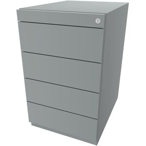 BISLEY Standcontainer Note™, mit 4 Universalschubladen, Tiefe 565 mm, silber