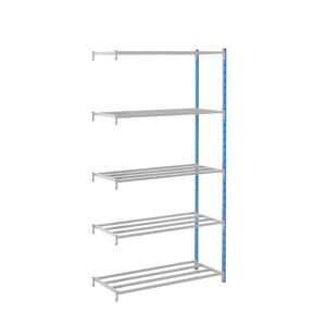 kaiserkraft Steckregal, mit Rohr-Fachböden, HxBxT 1996 x 1240 x 500 mm, Anbauregal