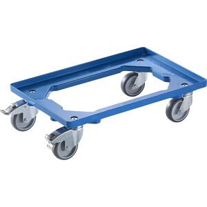 eurokraft basic Profi-Fahrgestell, 600 x 400 mm, 4 Lenkrollen, davon 2 mit Feststeller, blau, ab 5 Stk