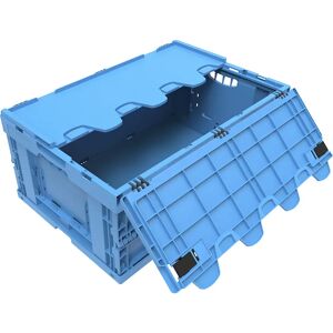 kaiserkraft Faltbox aus Polypropylen, Volumen 49 l, mit anscharniertem Deckel, blau